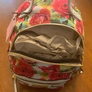 NWT Juicy Couture Rosie Mini Backpack White Multi Rose Adjustable Straps New! Juicy Couture White Multi floral ROSIE mini backpack purse  main image 3